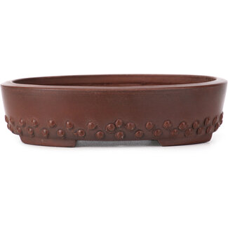 Bigei - Hirata Atsumi 125 mm oval unglazed bonsai pot by Bigei, Tokoname, Japan