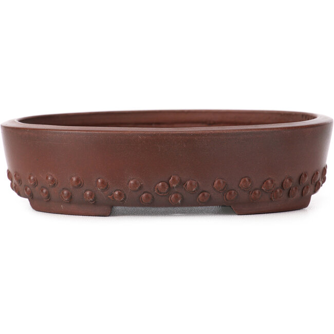 Oval unglazed bonsai pot by Bigei - 125 x 95 x 30 mm