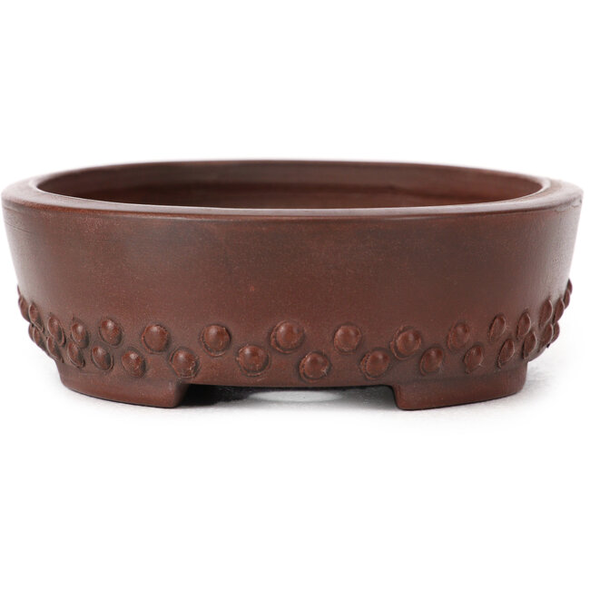 Maceta de bonsái ovalada sin esmaltar de Bigei - 125 x 95 x 30 mm