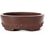 Oval unglazed bonsai pot by Bigei - 125 x 95 x 30 mm