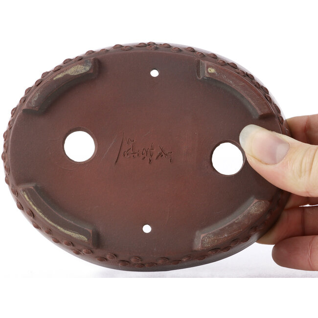 Maceta de bonsái ovalada sin esmaltar de Bigei - 125 x 95 x 30 mm