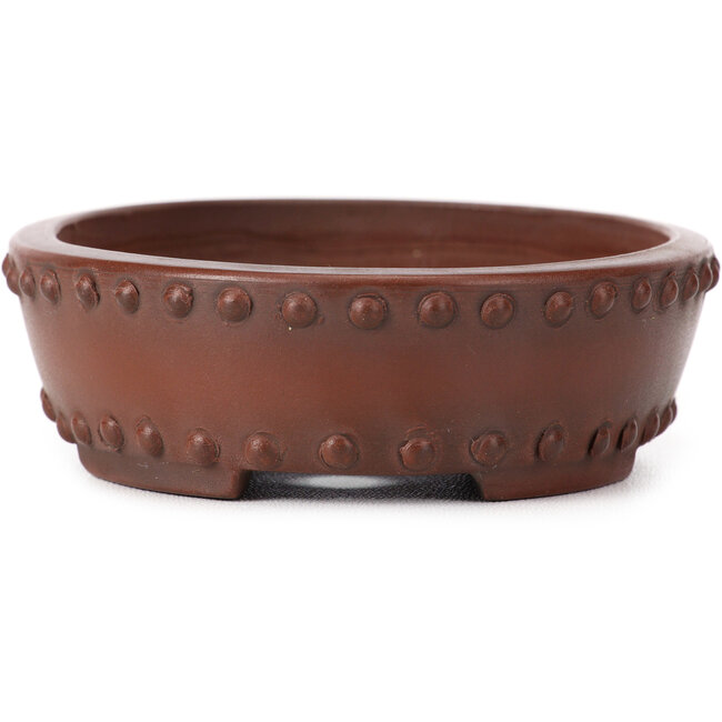Ovale unglasierte Bonsaischale von Bigei - 125 x 95 x 30 mm