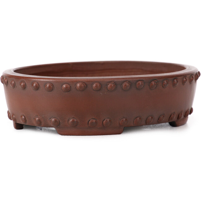 Oval unglazed bonsai pot by Bigei - 125 x 95 x 30 mm