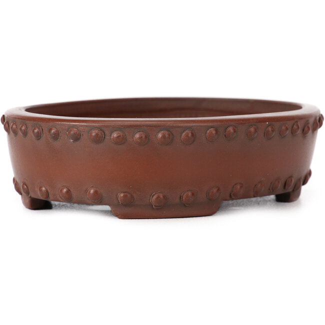 Maceta de bonsái ovalada sin esmaltar de Bigei - 125 x 95 x 30 mm