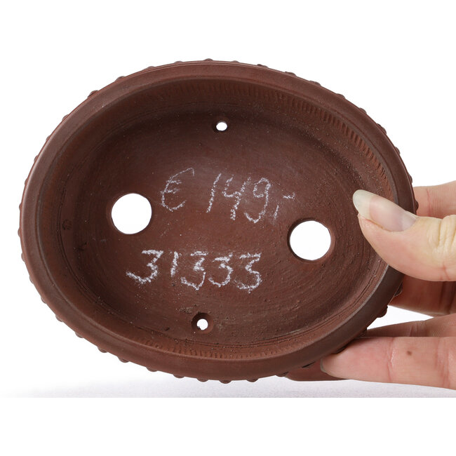 Maceta de bonsái ovalada sin esmaltar de Bigei - 125 x 95 x 30 mm