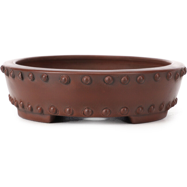 Oval unglazed bonsai pot by Bigei - 160 x 125 x 35 mm