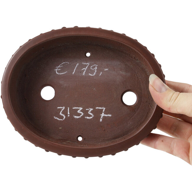 Ovale unglasierte Bonsaischale von Bigei - 160 x 125 x 35 mm