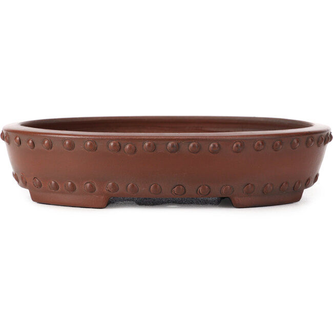 Oval unglazed bonsai pot by Bigei - 160 x 125 x 35 mm