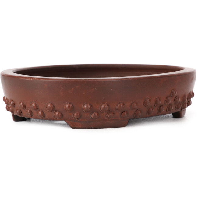 Ovale unglasierte Bonsaischale von Bigei - 160 x 125 x 35 mm