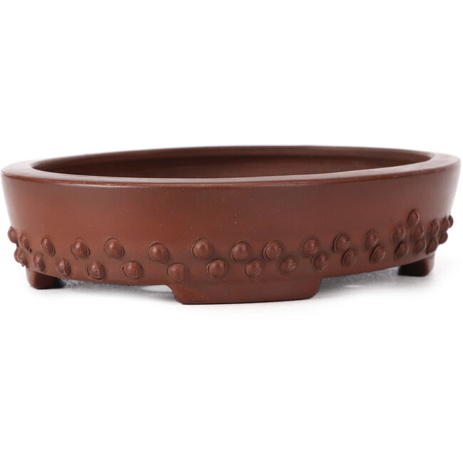 Ovale ongeglazuurde bonsaipot van Bigei - 160 x 125 x 35 mm