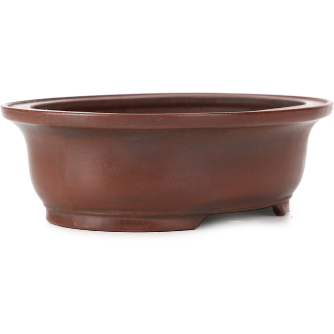 Maceta de bonsái ovalada sin esmaltar de Bigei - 155 x 125 x 50 mm
