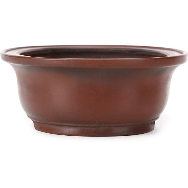 Oval unglazed bonsai pot by Bigei - 155 x 125 x 50 mm