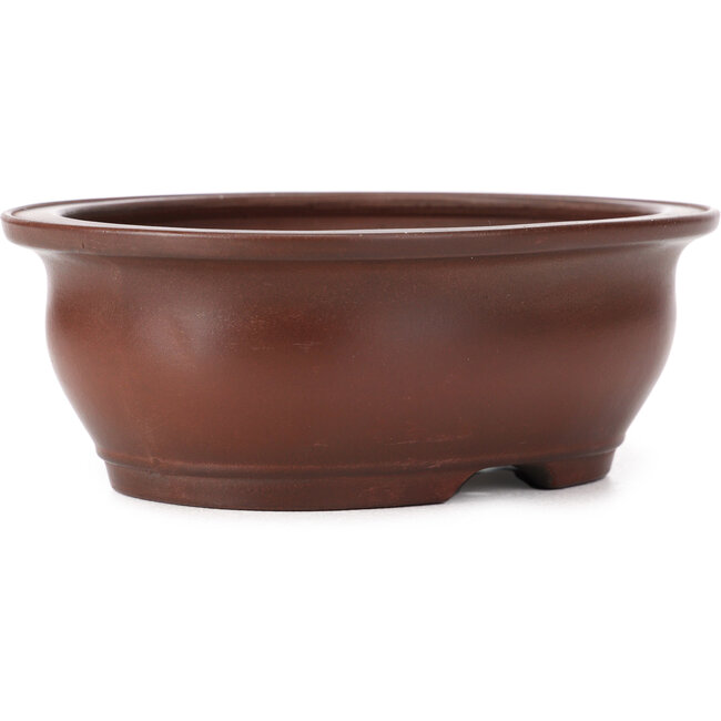Ovale ongeglazuurde bonsaipot van Bigei - 150 x 115 x 55 mm