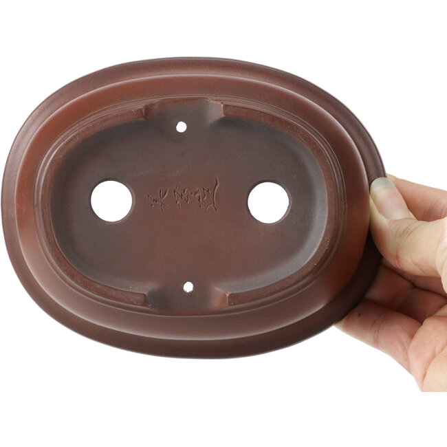 Pot à bonsaï ovale non émaillé par Bigei - 150 x 115 x 55 mm