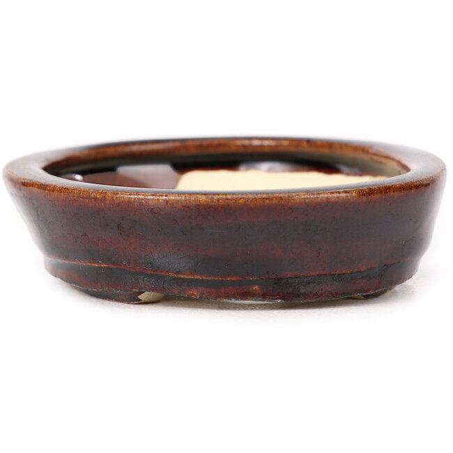Maceta de bonsái marrón ovalada de Seto - 110 x 85 x 25 mm