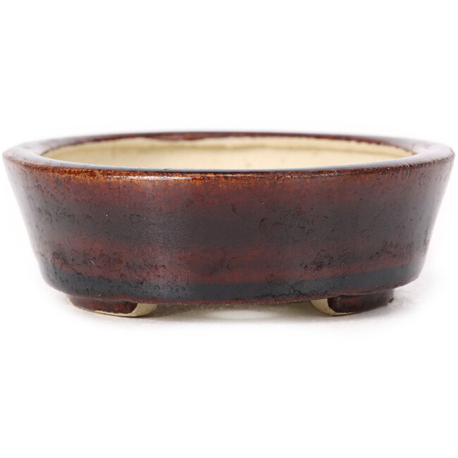 Oval brown bonsai pot by Seto - 105 x 85 x 30 mm