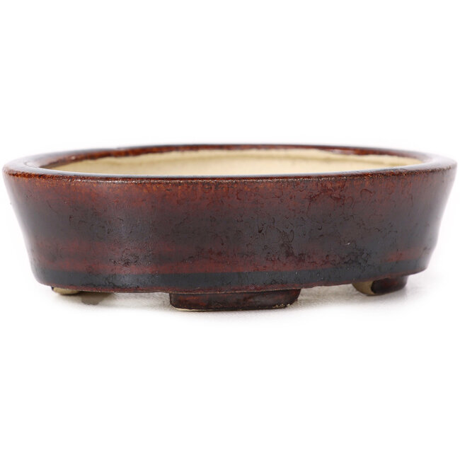 Ovale braune Bonsaischale von Seto - 105 x 85 x 30 mm