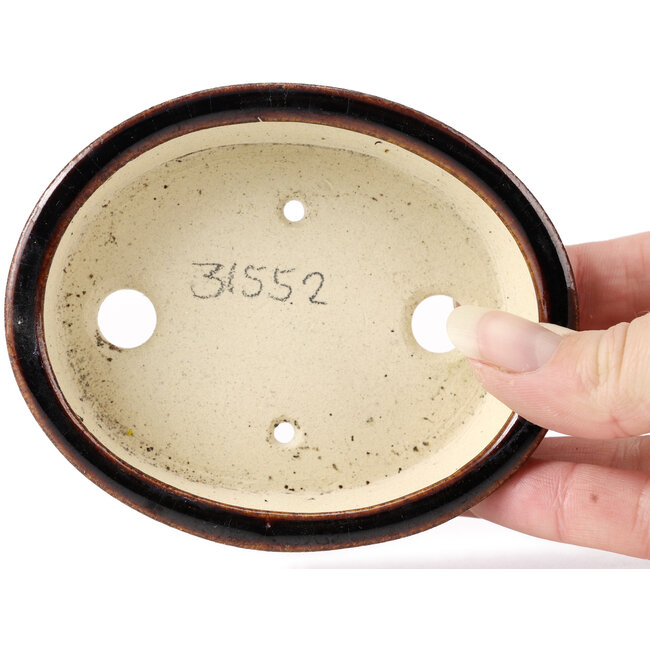 Ovale braune Bonsaischale von Seto - 105 x 85 x 30 mm