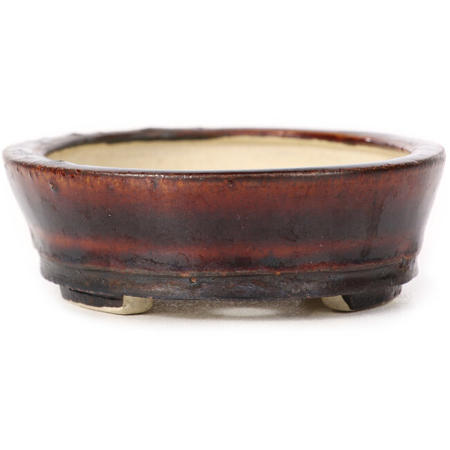 Ovale bruine bonsaipot van Seto - 105 x 85 x 30 mm