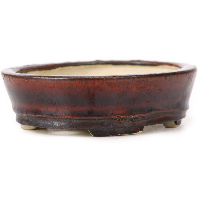 Ovale braune Bonsaischale von Seto - 105 x 85 x 30 mm