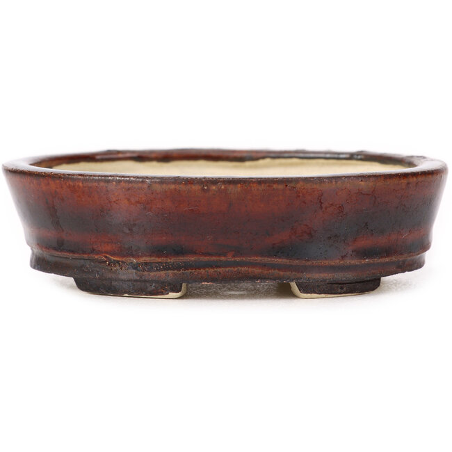 Ovale bruine bonsaipot van Seto - 105 x 85 x 30 mm
