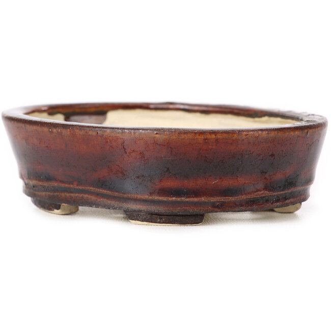 Ovale bruine bonsaipot van Seto - 105 x 85 x 30 mm