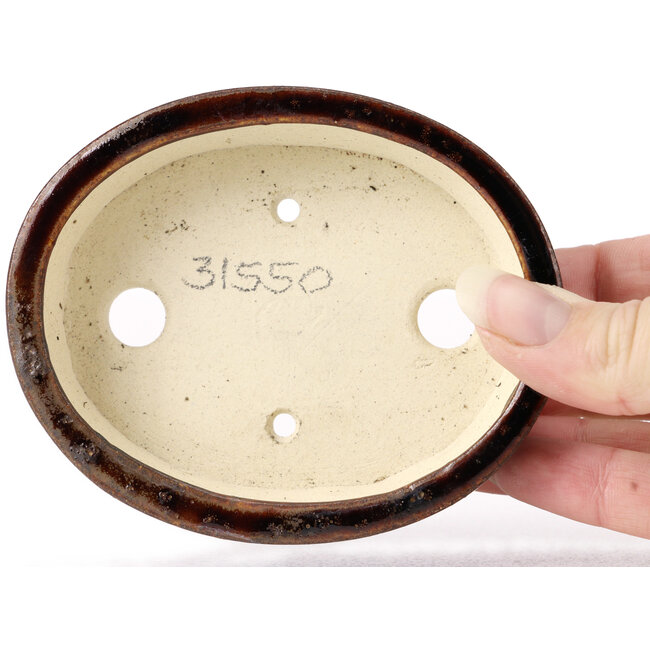Ovale bruine bonsaipot van Seto - 105 x 85 x 30 mm