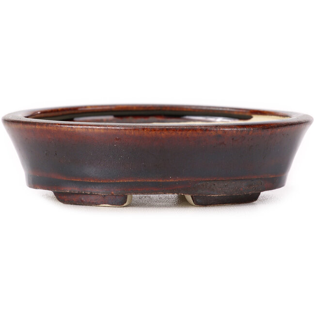 Pot à bonsaï ovale marron par Seto - 105 x 90 x 30 mm