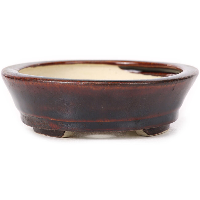 Vaso bonsai ovale marrone di Seto - 105 x 90 x 30 mm