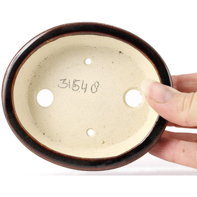 Ovale bruine bonsaipot van Seto - 105 x 90 x 30 mm