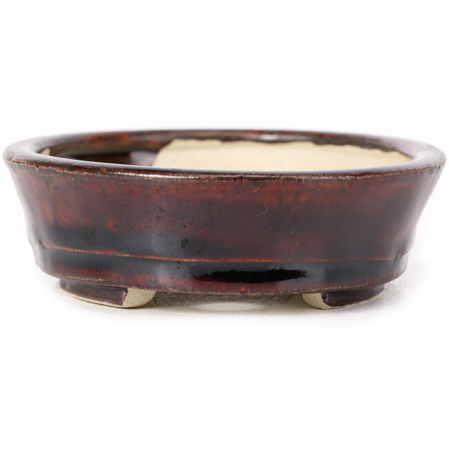 Oval brown bonsai pot by Seto - 105 x 85 x 30 mm