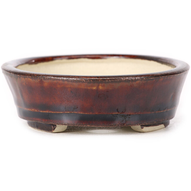 Ovale braune Bonsaischale von Seto - 105 x 85 x 30 mm