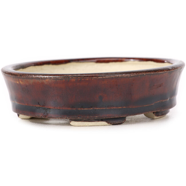 Maceta de bonsái marrón ovalada de Seto - 105 x 85 x 30 mm