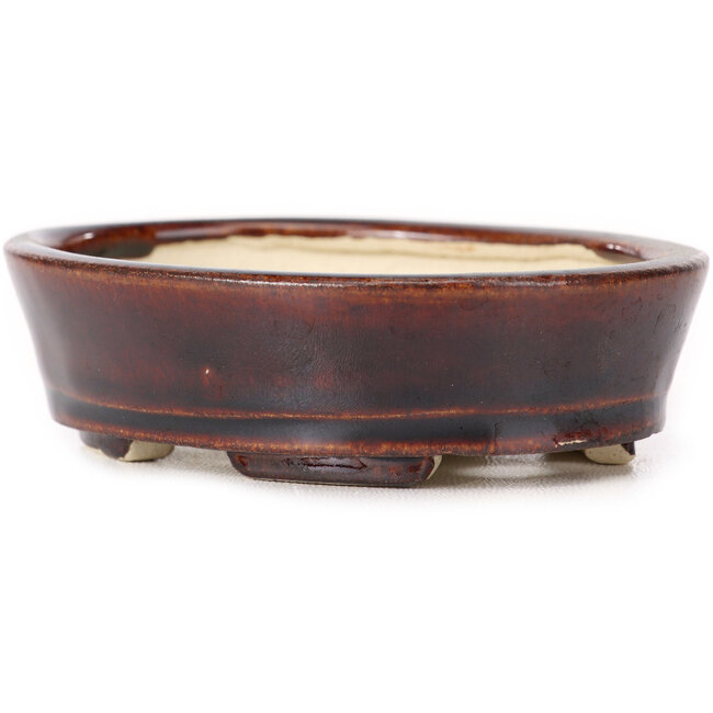Ovale bruine bonsaipot van Seto - 105 x 85 x 30 mm