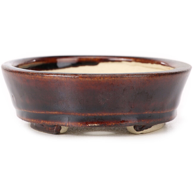Ovale bruine bonsaipot van Seto - 105 x 85 x 30 mm