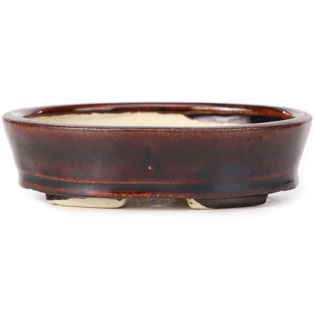 Ovale bruine bonsaipot van Seto - 105 x 85 x 30 mm