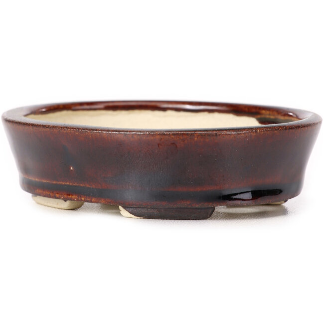 Ovale bruine bonsaipot van Seto - 105 x 85 x 30 mm