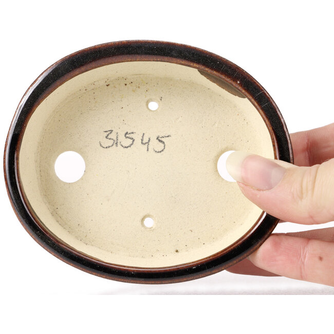 Vaso bonsai ovale marrone di Seto - 105 x 85 x 30 mm