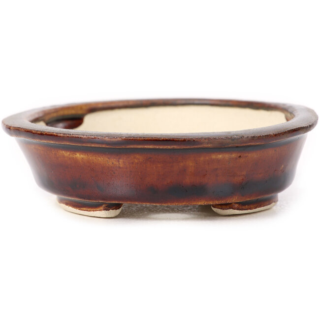 Ovale bruine bonsaipot van Seto - 110 x 95 x 30 mm