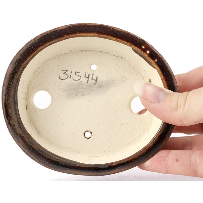 Maceta de bonsái marrón ovalada de Seto - 110 x 95 x 30 mm