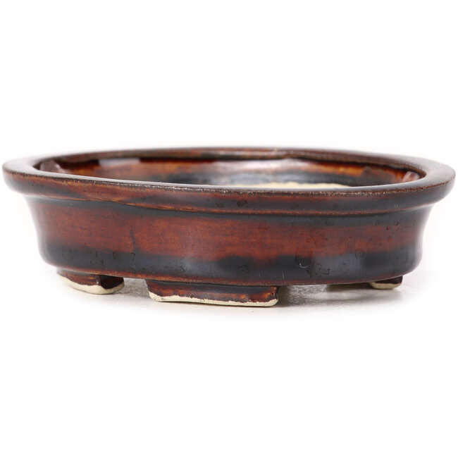 Ovale bruine bonsaipot van Seto - 110 x 90 x 30 mm