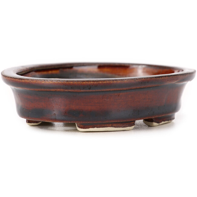 Pot à bonsaï ovale marron par Seto - 110 x 90 x 30 mm