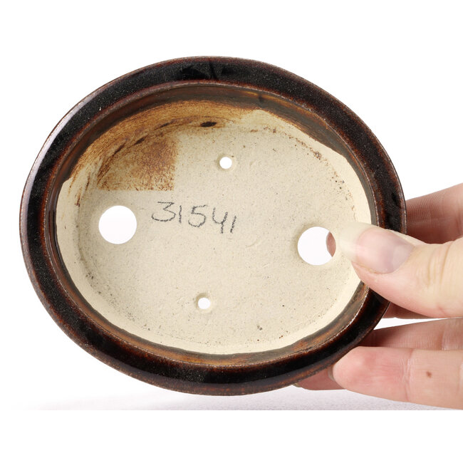 Ovale bruine bonsaipot van Seto - 110 x 95 x 30 mm