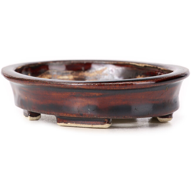 Ovale bruine bonsaipot van Seto - 105 x 85 x 25 mm