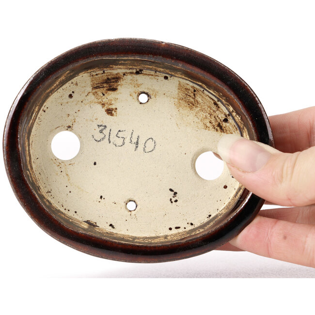 Ovale braune Bonsaischale von Seto - 105 x 85 x 25 mm