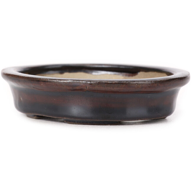 Pot à bonsaï ovale marron par Seto - 105 x 85 x 25 mm