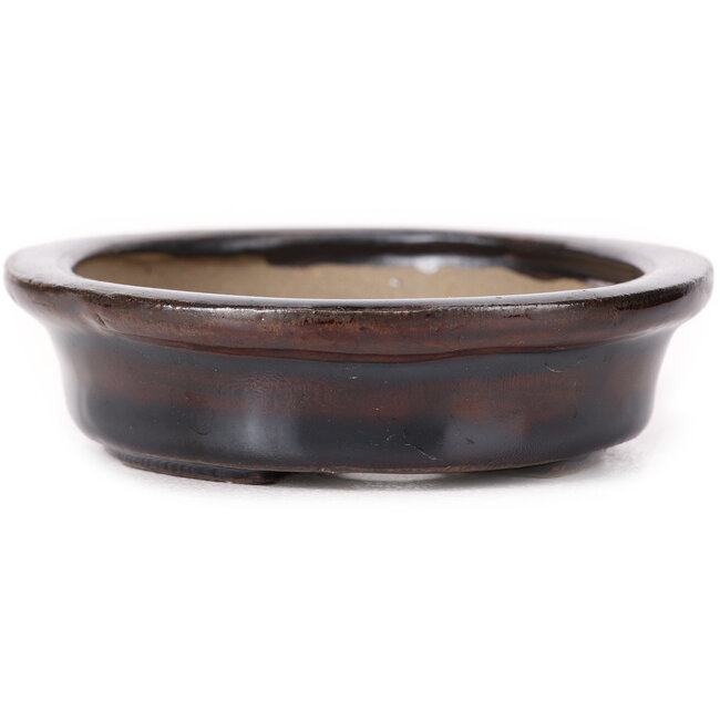 Pot à bonsaï ovale marron par Seto - 105 x 85 x 25 mm
