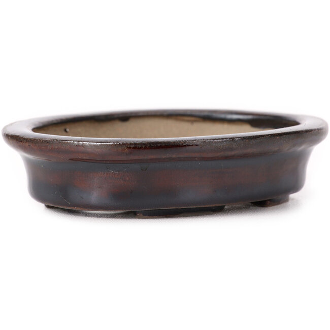 Oval brown bonsai pot by Seto - 105 x 85 x 25 mm