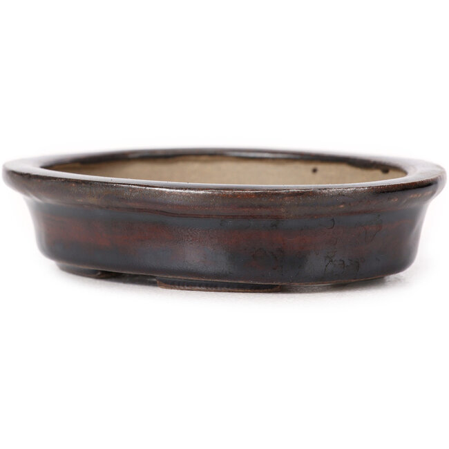 Ovale braune Bonsaischale von Seto - 105 x 85 x 25 mm