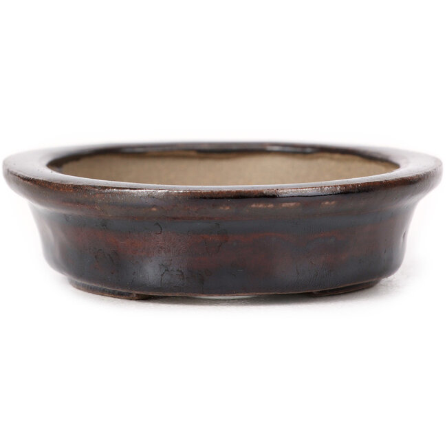 Vaso bonsai ovale marrone di Seto - 105 x 85 x 25 mm